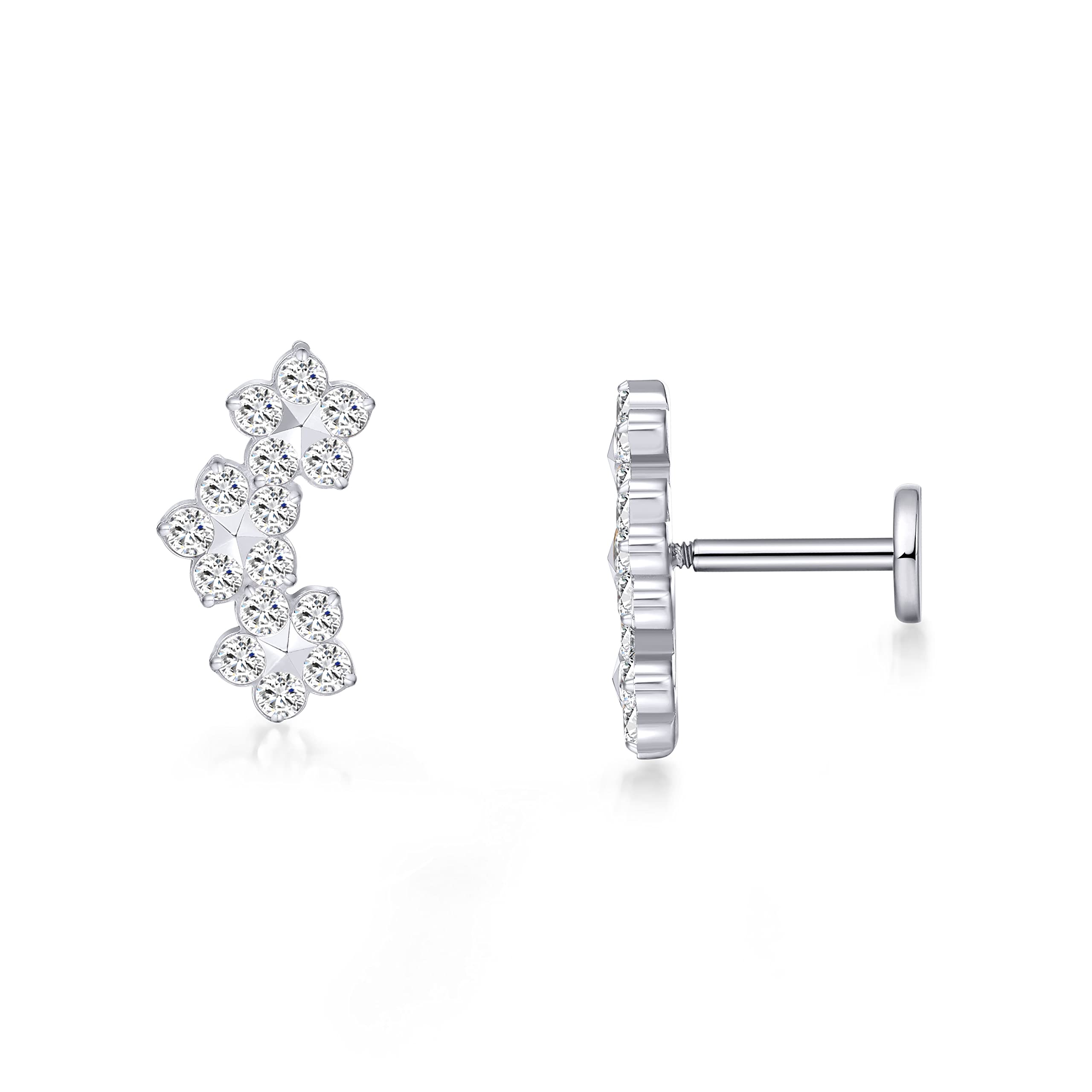 

Limerencia Titanium Body Medical Cartilage Metal Allergy Pure Titanium Zirconia and Opal Flat Back Earrings Piercing, 18g, Piercing, Compatible,