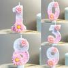 Birthday Candle Cake Topper Pink Daisy White Changing Creative 0-9 Candle Flowers Digital Candles Girl Birthday Party Decoration