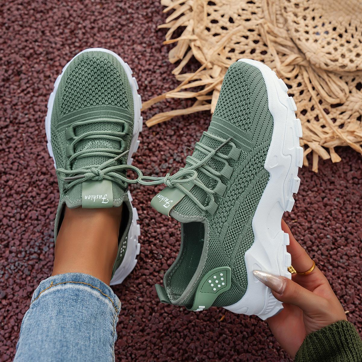 

Women s Chunky Sneakers Breathable Mesh Running Shoes Lightweight Platform Sneakers Lace Up Casual Shoes Zapatillas De Mujer 43 зелений