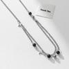 Hip Hop Style Double Layer Titanium Steel Necklace With Geometric Star Pendant For Unisex Fashion Accessory