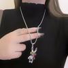 Fashionable Titanium Steel Dancing Rabbit Pendant Necklace 60cm And 70cm Optional Design Couple Sweater Chain