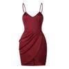 Women Casual Sexy Suspenders V Collar Color Dress With Slim Sheath Silhouette