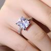 Bright cut oversized carat imitation diamond four-claw square diamond high luxury atmospheric ring