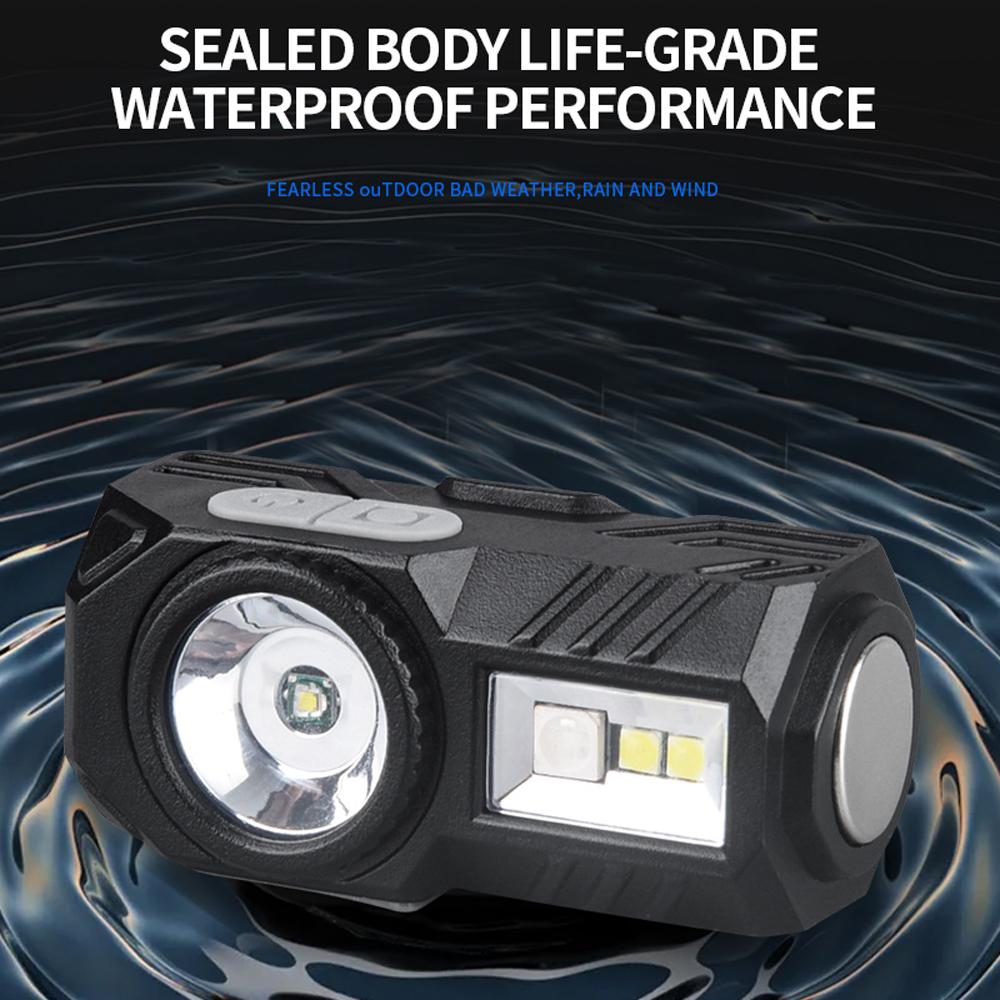 LED Headlamp Flashlight Rechargeable High Brightness Headlight Portable Clip-on Cap Light with 9