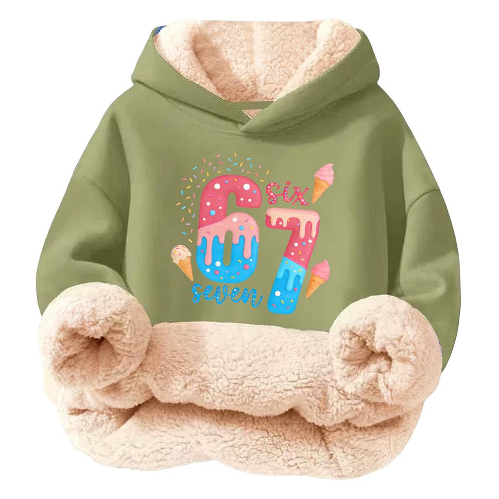 Children's Fashionable Printing Casual Fleece Hooded Loose Fit Hoodie Without Pockets