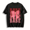 Vintage Used BABE Glitzer Schleife Print Lässiges Damen Oberteil Reines Baumwoll T-Shirt
