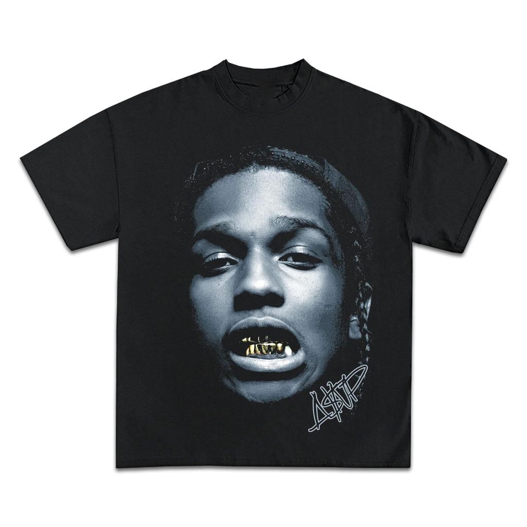 HIP HOP High Street Gothic Tees AAP Portrait Casual Harajuku Tops ASAP ROCKY Shortsleeved Tshirt Unisex