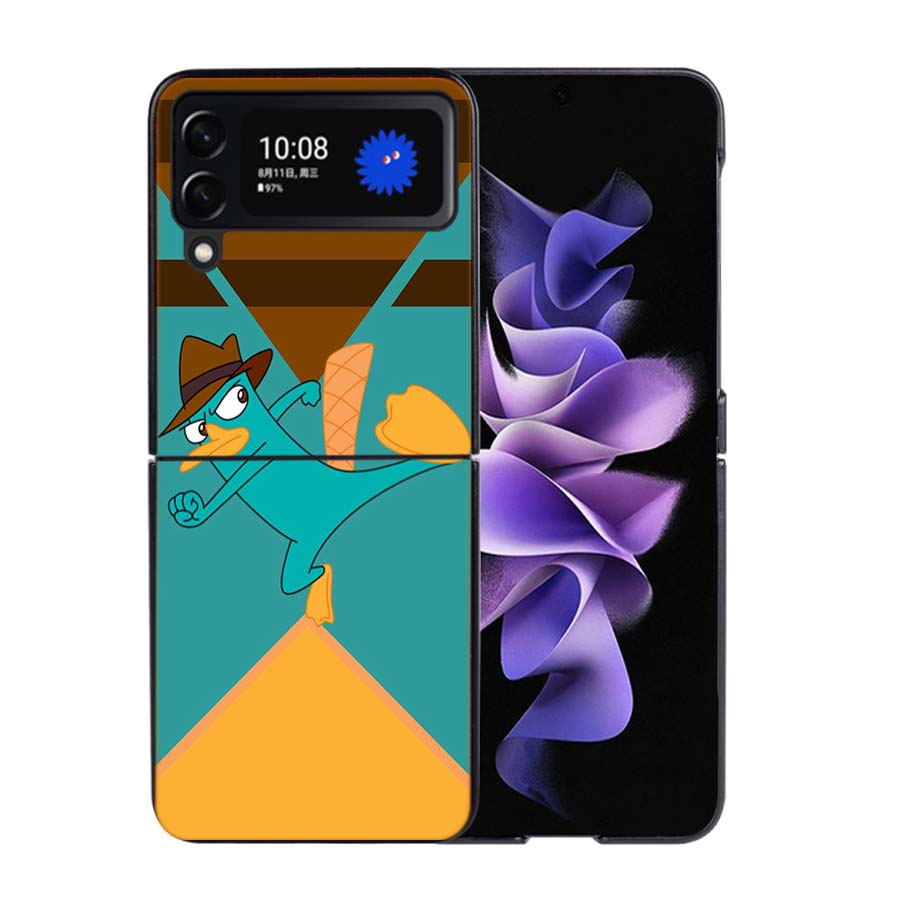

Cartoon Perry The Platypus Phone Case For Samsung Z Flip 7 6 5G Galaxy Z Flip4 Z Flip5 Z Flip3 Coque Black Hard PC Shell Protect Samsung Z Flip 4 5G
