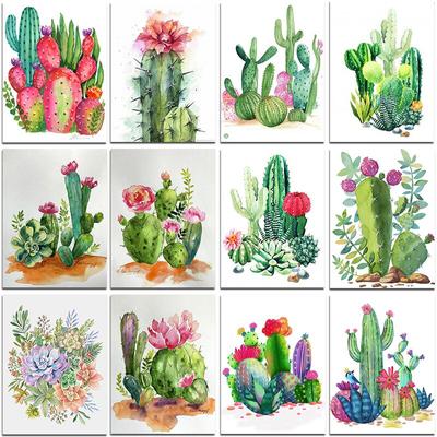 Kleurrijke Diamant Schilderij Cactus 5D Volledige Ronde Diamant Borduurwerk Mozaïek Plant Handgemaakte Craft Kit Decor Voor Thuis