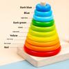 Wooden Large Rainbow Tower Stacking Toy For Kids Educational Brain Teaser Gift