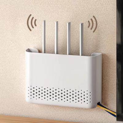 Wandmontierte Router-Aufbewahrungsbox Minimalistischer WiFi-Organizer Bohrloser Wohnzimmer-Wandregal mit Steckdosenleiste Aufbewahrung für Kabel-Nea