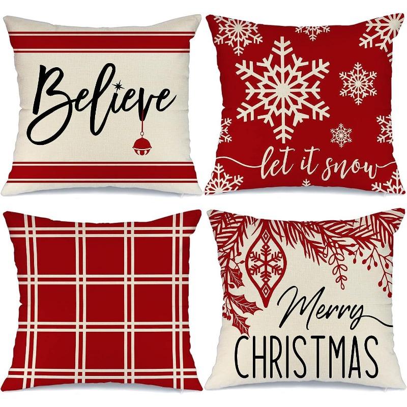 New Christmas Pillow Cover Linen Printed American Sofa Pillow Cover Pillow Cover