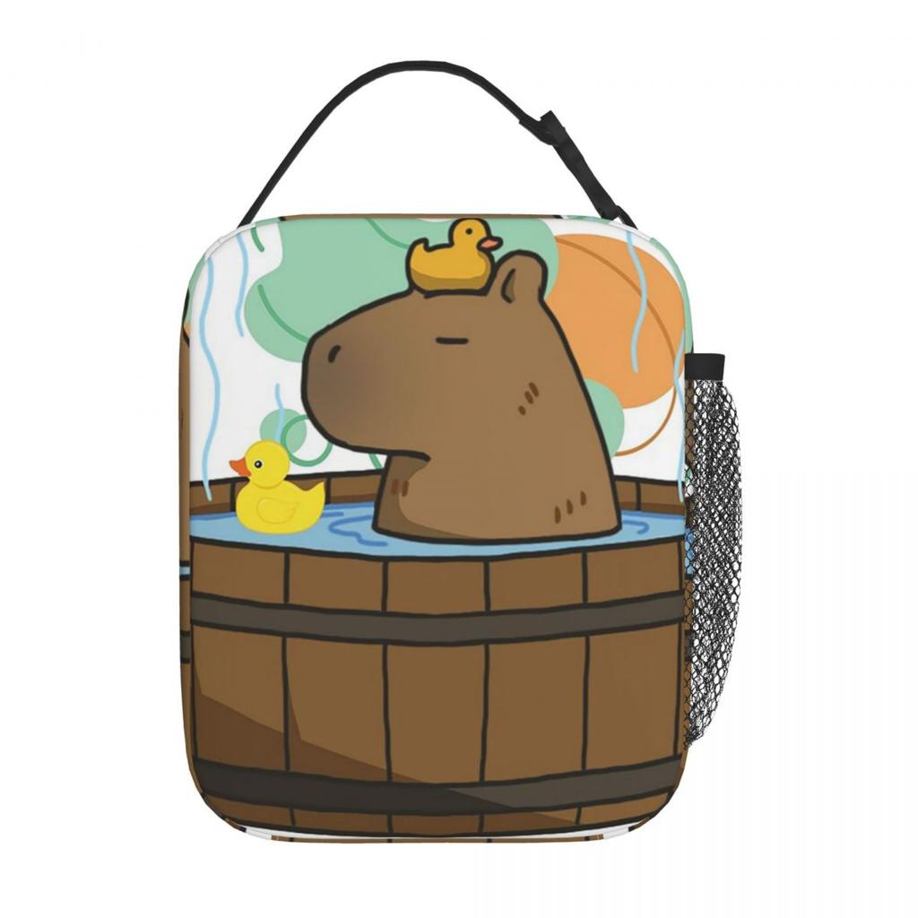 Bath Water Capybara Hot Spring Bubble Insulated Lunch Bag for Kids Cooler Thermal Food Box Tote Portable Lunch Boxes Container