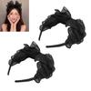 2PCS Black Mesh Bow Headband Fashionable Comfortable Princess Bow Headband for Women Bow Hairband Hair Accessories