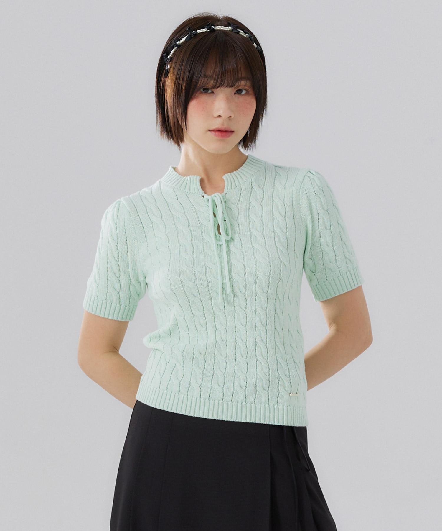 Deliscent Lace-Up Twist Pullover [Mint] Mint/Free