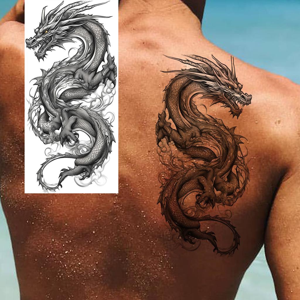 1 Sheet Fashion Dragon Temporary Tattoos For Men Adults Women Forearm Arm Leg Waist Tattoo Sleeve Sticker Disposable Decoration