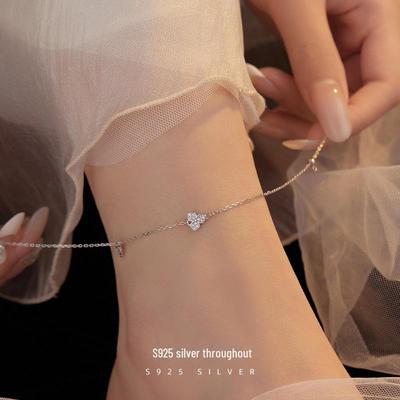 Banyan Tree S925 Silver Clover Anklet - Light Luxury for Women, Sweet Foot Ornament, Ideal Gift for Girlfriend or Bestie