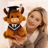 2026 Graduation Highland Cow Plush Toy with Cap Gown Soft Stuffed Animal Graduation Keepsake Toy for Preschool High School College Grads