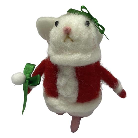 Ručně vyráběná halloweenská plstěná ozdoba myši Rozkošný vzhled Super měkká stolní panenka myši