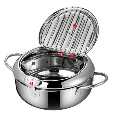 Stainless Steel Deep Fryer Deep Fryer Pot Thermometer Stainless Steel Cover Filter