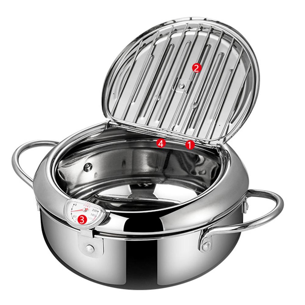 Stainless Steel Deep Fryer Deep Fryer Pot Thermometer Stainless Steel Cover Filter