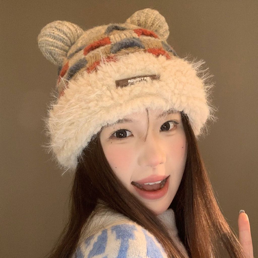 Knit Wool Hat For Women Winter Warm Beanie With Cute Ears For Snowy Days