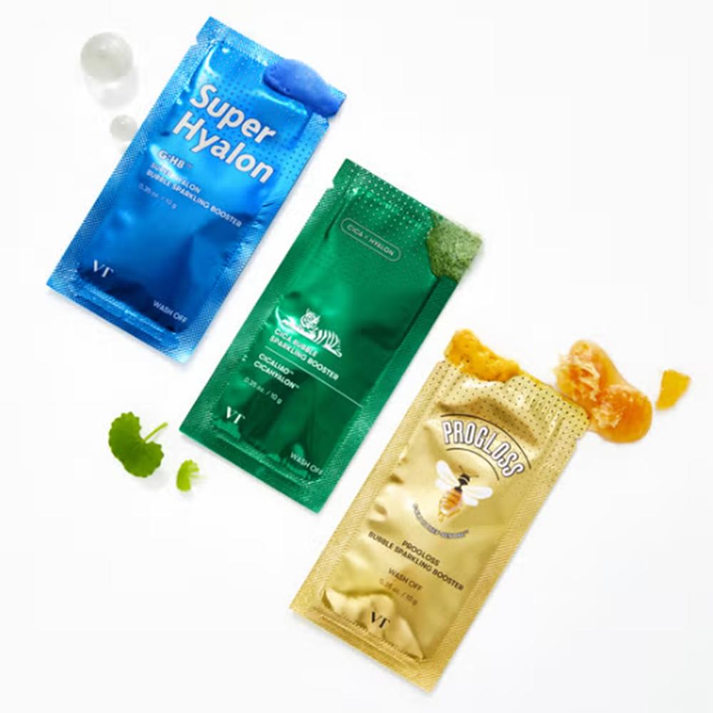 VT DAISO Sparkling Booster 10g X 4ea (Super Hyalon Bubble, Cica Bubble, Progloss Bubble)