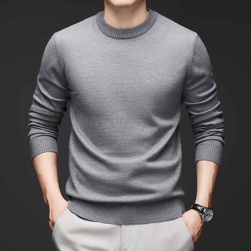 Autumn And Winter Middle-Aged And Young People Round Neck Solid Color Bottoming Shirt, Warm And Comfortable In Winter, And Men'S Sweater Inside