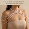 Boho Imitation Pearl Multi Layer Body Chain Beaded Shoulder Chain for Women Beach Vacation Daily Wear Jewelry