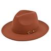 Retro jazz hat, dark khaki belt, woolen hat, cowboy ancient black woolen hat, flat brim hat