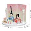 Kotohoki Shizuku Wooden Doll with Display Round Folding and Stand, Tray, Screen, Accessories, White, KTH-3201B-S1