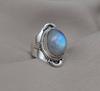 Rainbow Moonstone Ring: Sterling Silver Statement Jewelry, Artisan Boho Design