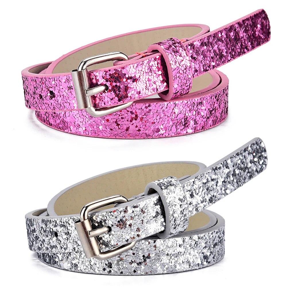 1 szt. Nowy pasek dziecięcy Modny brokatowy cienki pasek Casualowy trend Pasek młodzieżowy Paski dla chłopców i dziewcząt do szkoły podstawowej Pasek do dżinsów i szortów