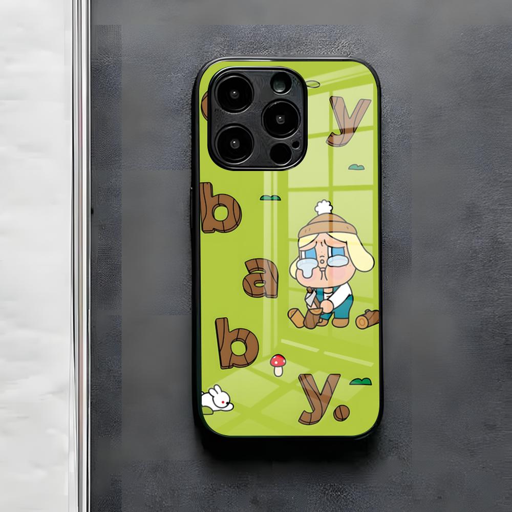 Cute C-Crybaby Doll Phone Case For IPhone 17 Air 16 E Pro Max 15 14 13 Mini 12 Pro 11 Max Plus Black Glass Cover