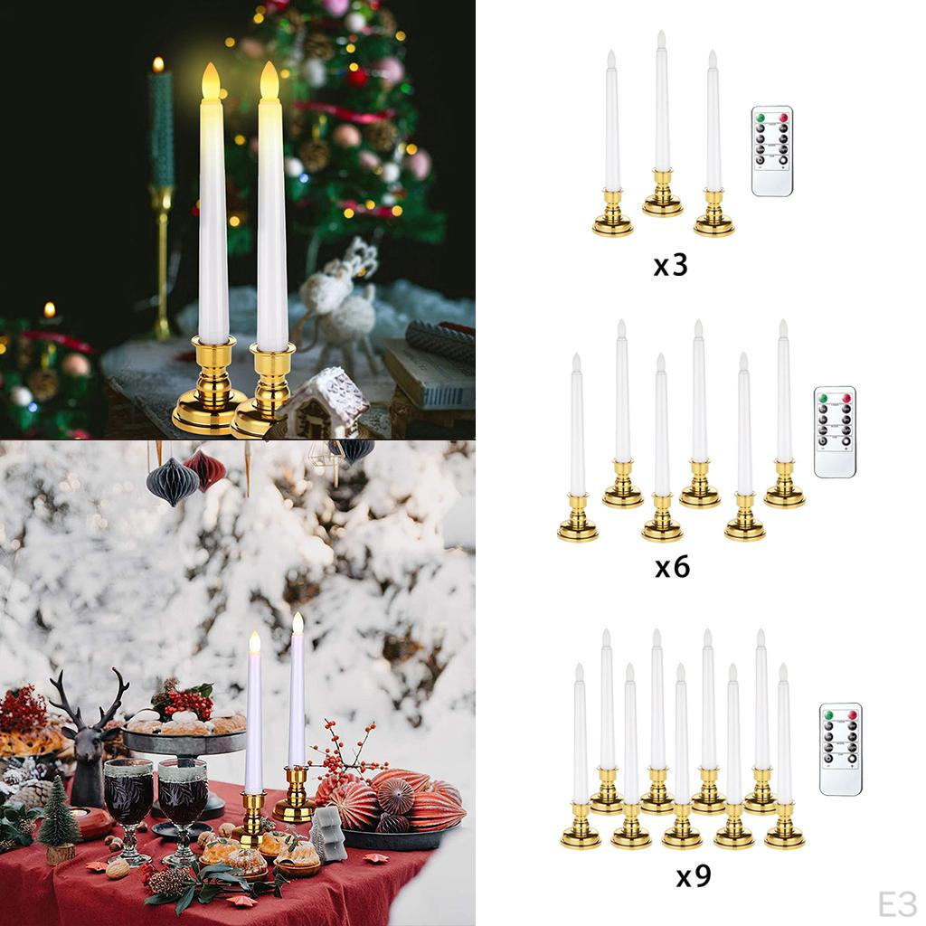 3D Wick Electric Flameless Taper Window Candle Light with Remote Home Decor