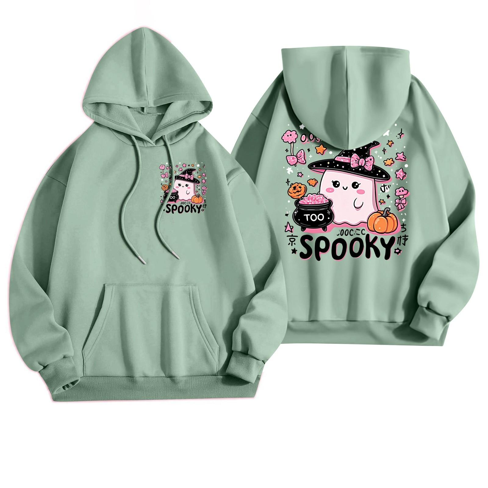 

Женская повседневная модная толстовка с капюшоном и карманами с принтом на Хэллоуин XL