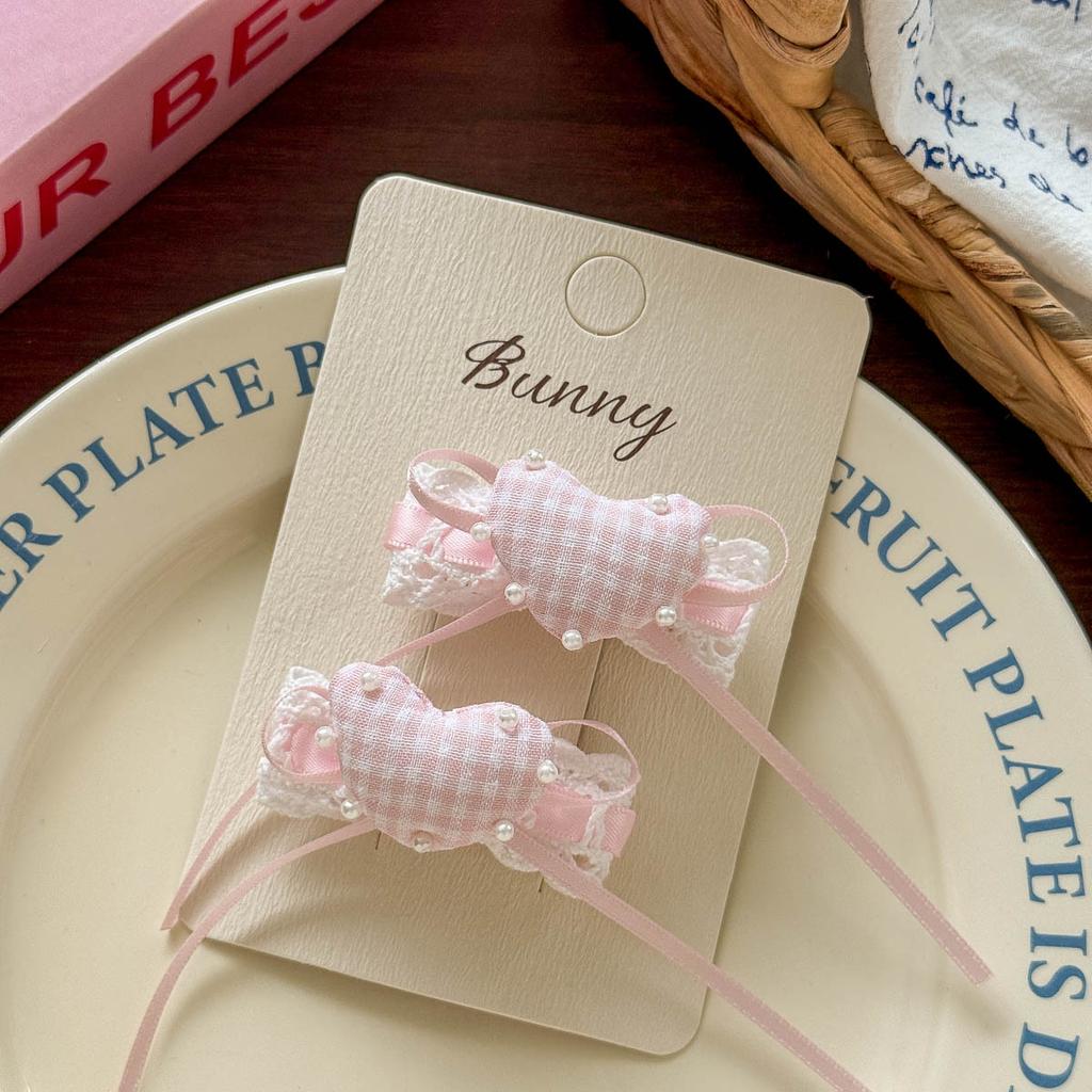 Koreanische Version von rosa und blau kariertem Liebes-Haarspange Haargummi wilde Kinder-Haaraccessoires Haarseil Seitenklemme