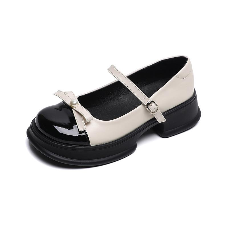 

Черные круглые японские универсальные популярные туфли на платформе из кожи женские весенние 2025 новые туфли Мэри Джейн в стиле ретро на толстом каблуке 35