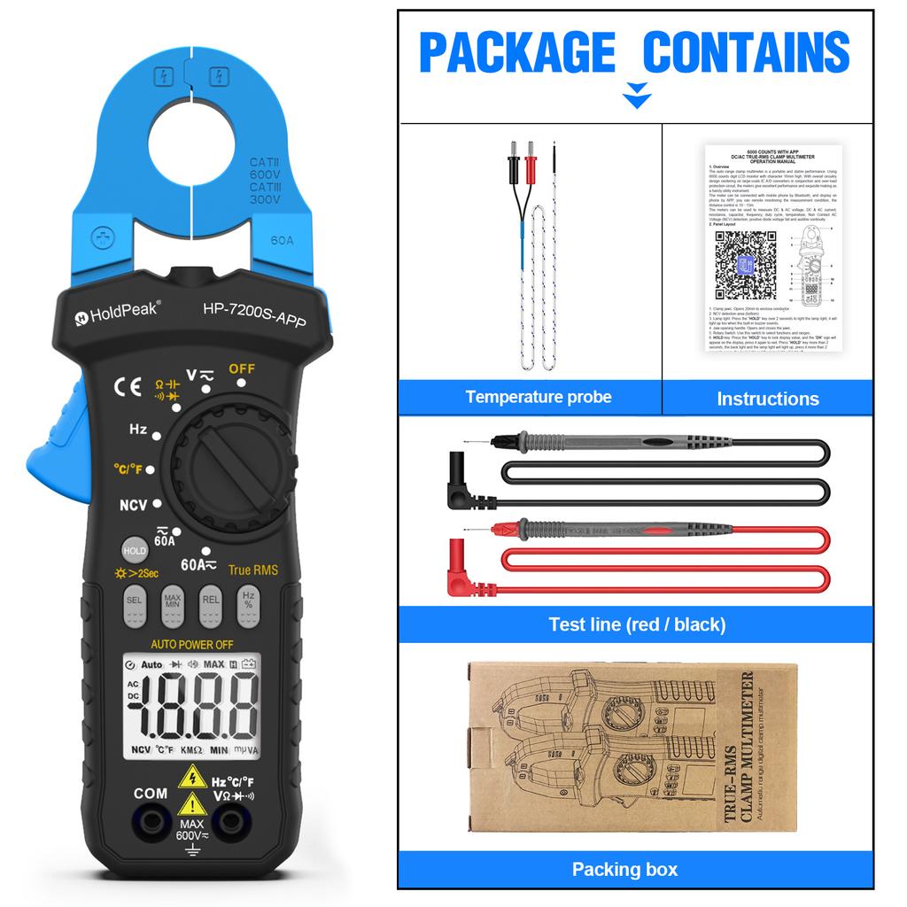 Best Bluetooth Clamp Meter For Beginners, AC/DC Voltage & Current, Non-Contact Voltage Detection,  Auto-Ranging Multimeter Tools