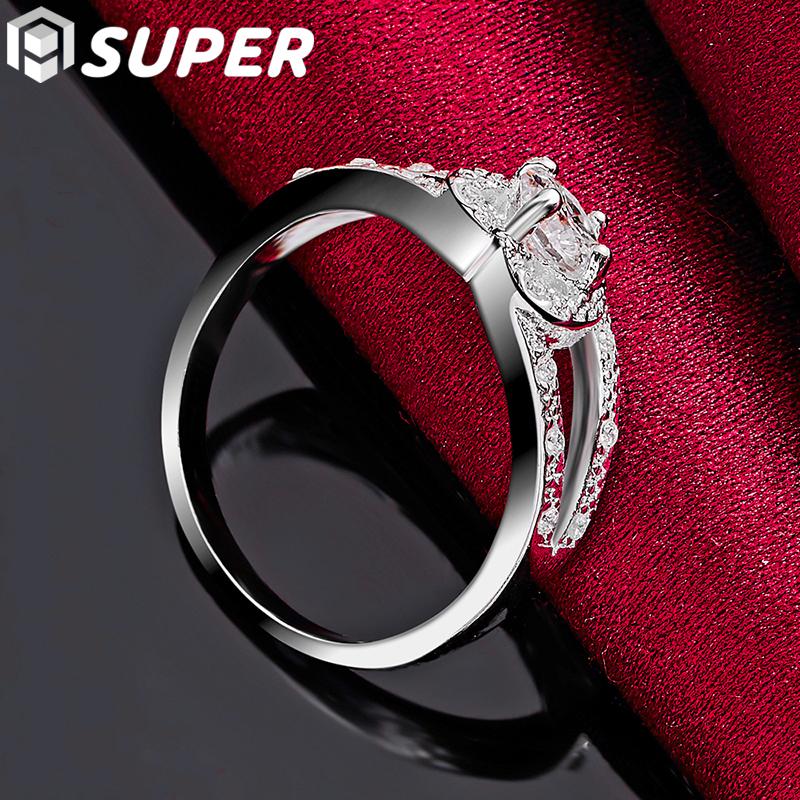 925 Sterling Silver Elegantní zirkonový prsten se srdcem AAA Klasické šperky