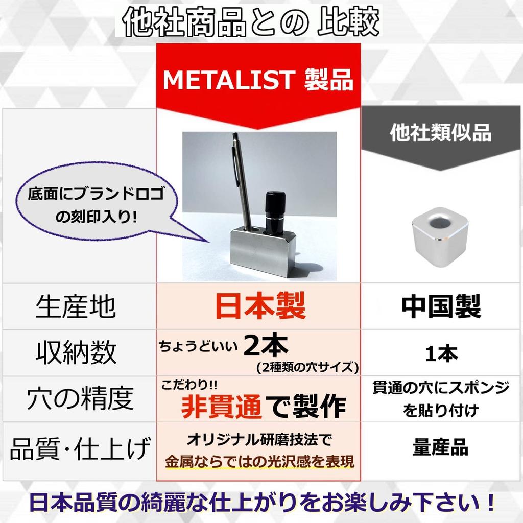 METALIST Metal Seal Stand, Pen Holder, Stylish Design, Rust-Resistant, Shiny Metal, Beautiful Seal Holder, Pen Holder, Made In Japan