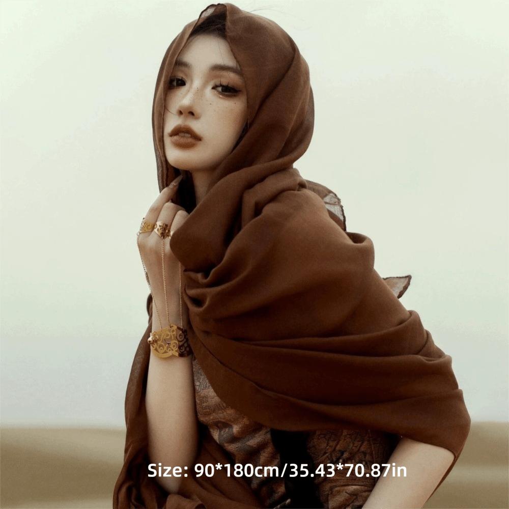 Sun Protection Female Beach Shawl Pure Color Plus Size Hijab Fashion Women Plain Scarf