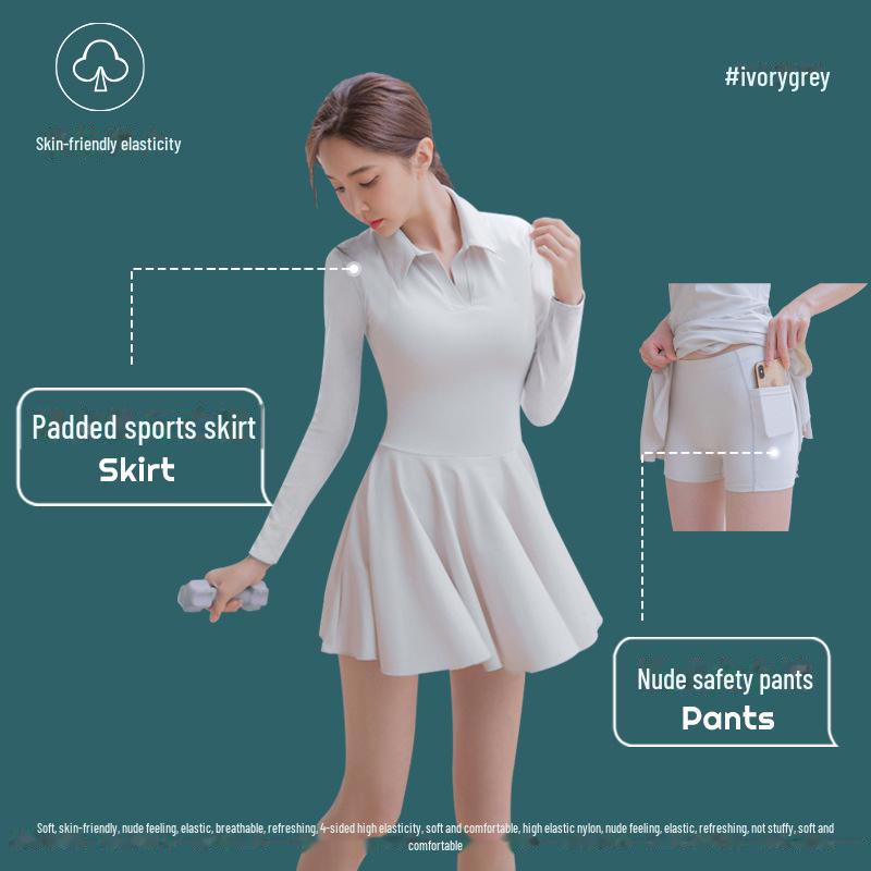 Women's 2025 Autumn High-End Sports Polo Dress: Badminton, Tennis, Golf Casual Skirt