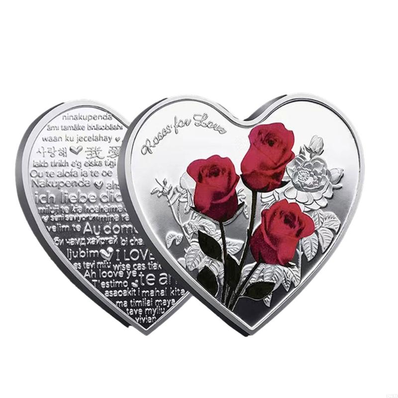 62KD Heart-shaped Rose Metal Commemorative 52 Types of I Love You Confession Valentine's Day Love Heart Gift
