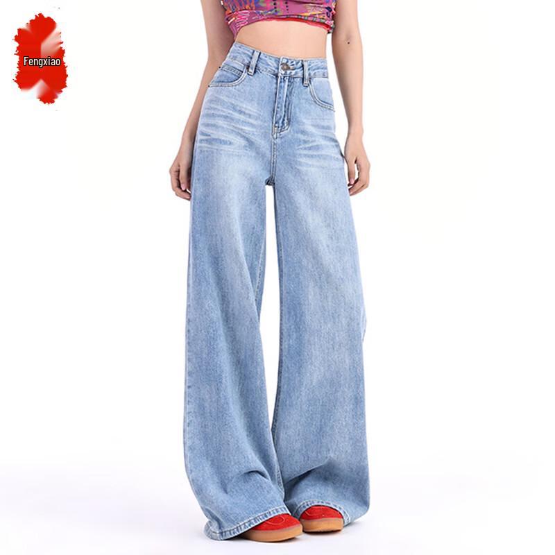 

Женские джинсы микро-клеш с высокой посадкой, светло-голубые, 2025 L