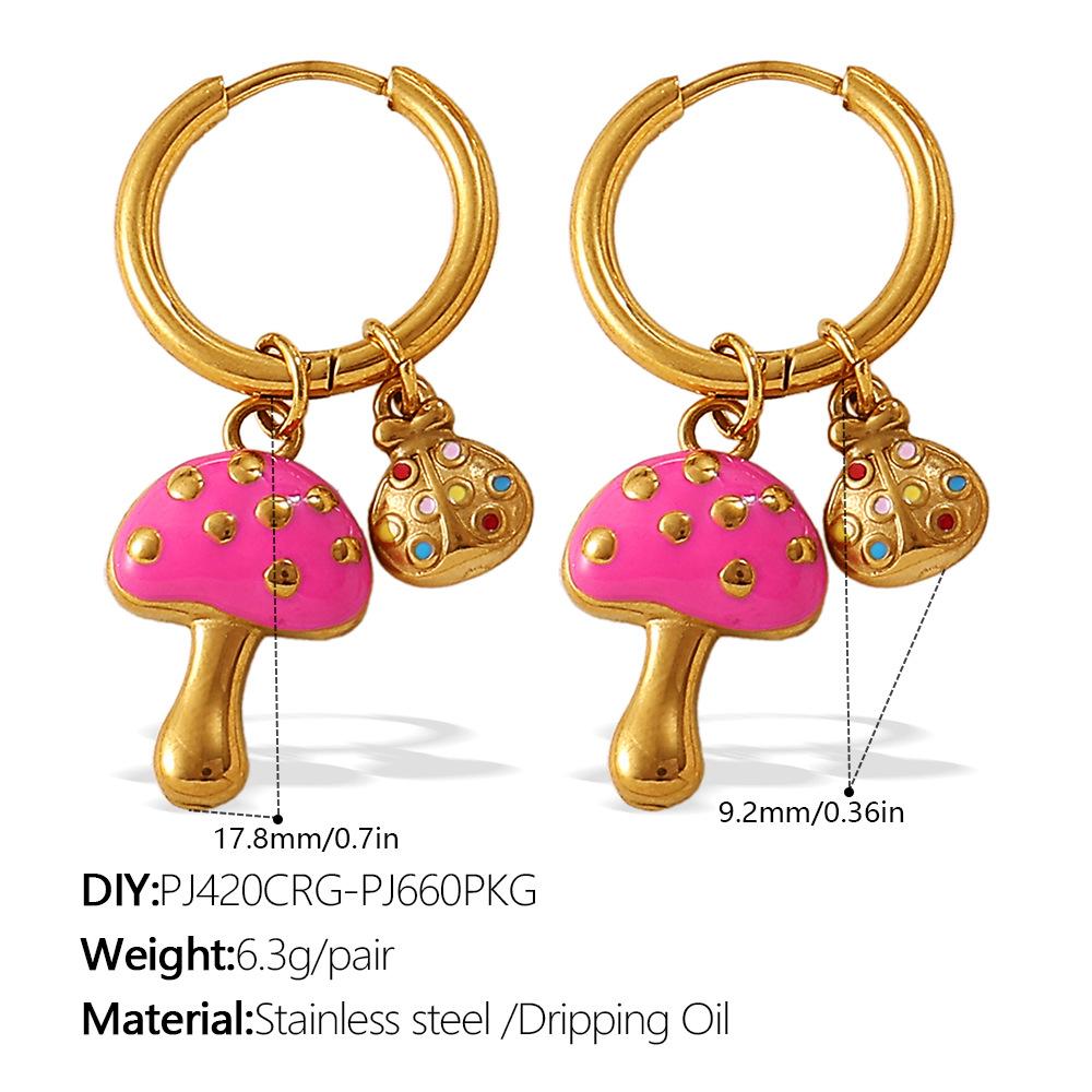 Simple sweet wind cute DIY pepper strawberry pendant earrings stainless steel gold-plated daily jewelry women