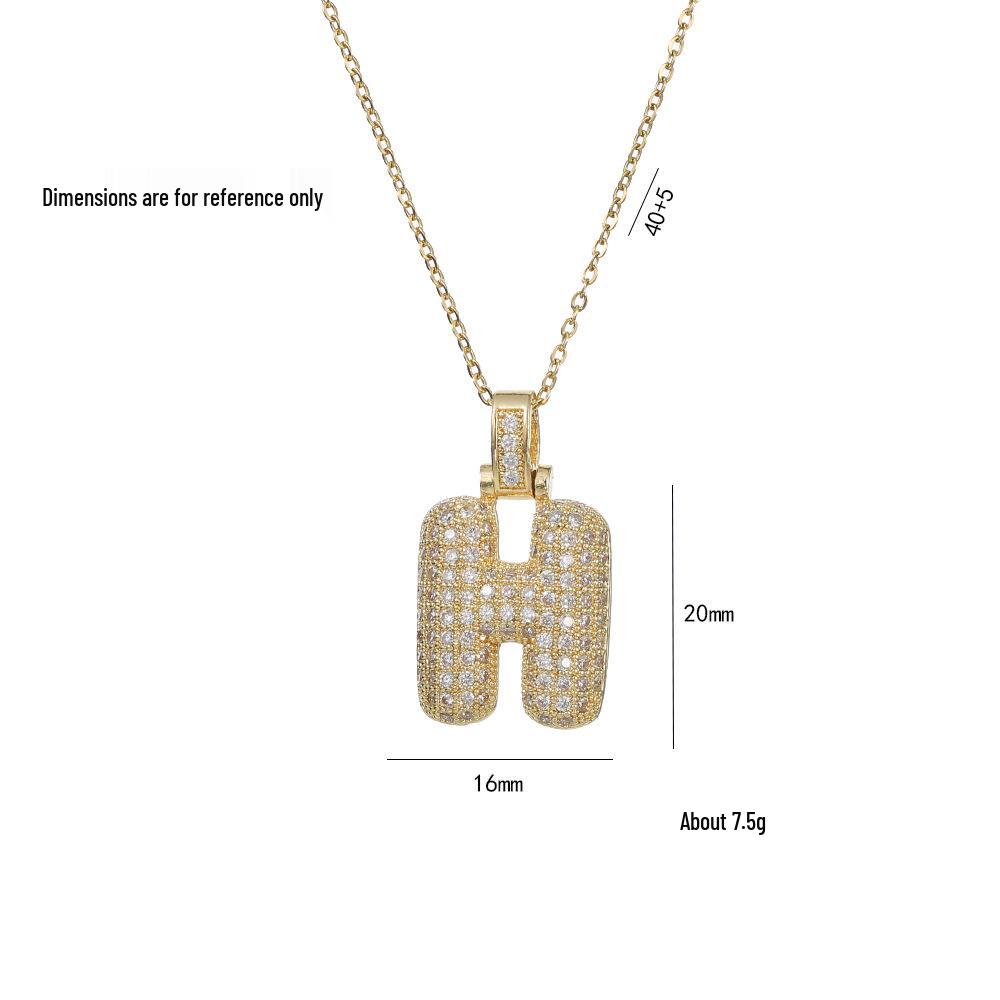 Women's European & American Style Copper Zircon Initial Necklace - Fashionable Clavicle Chain