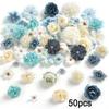 50Pcs New Multicolor Faux Flower Heads DIY Silk Artificial Flowers Heads Fake Peony Daisy Rose Flowers Home Decoration
