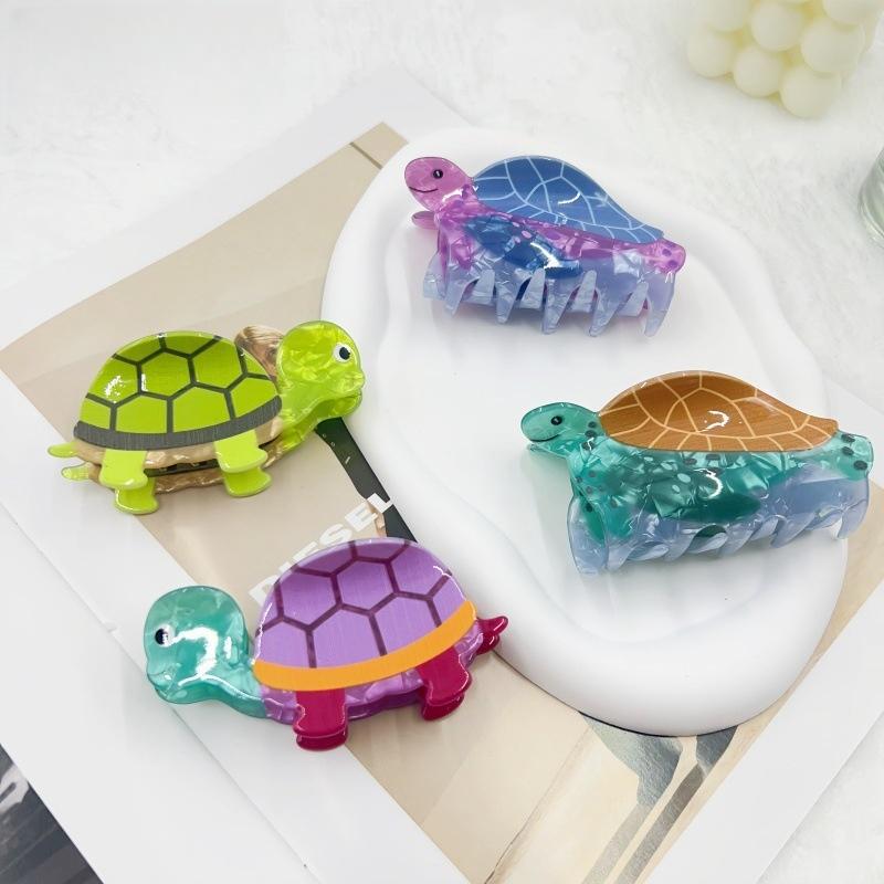 Einfache und kreative Haarklammer mit Schreibwarendesign Lineal Bleistiftform Einzigartige Haarspange Schildkröte lustige Haarschmuck für Frauen