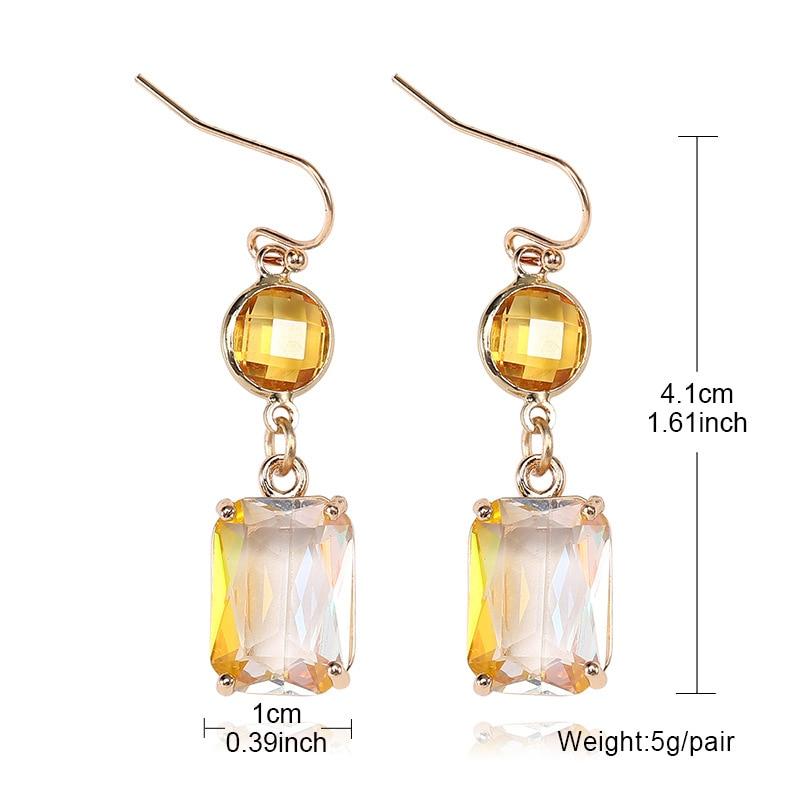 Pinkdudu Fashion 5 Color Square Glass Pendant Drop Earrings Romantic Luxury Simple Geometric Earring for Women Jewelry PD1202